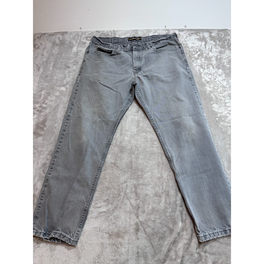 Lee Legendary Regular Straight Jeans Mens 38x30 Gray Denim Pants Measure 38x27